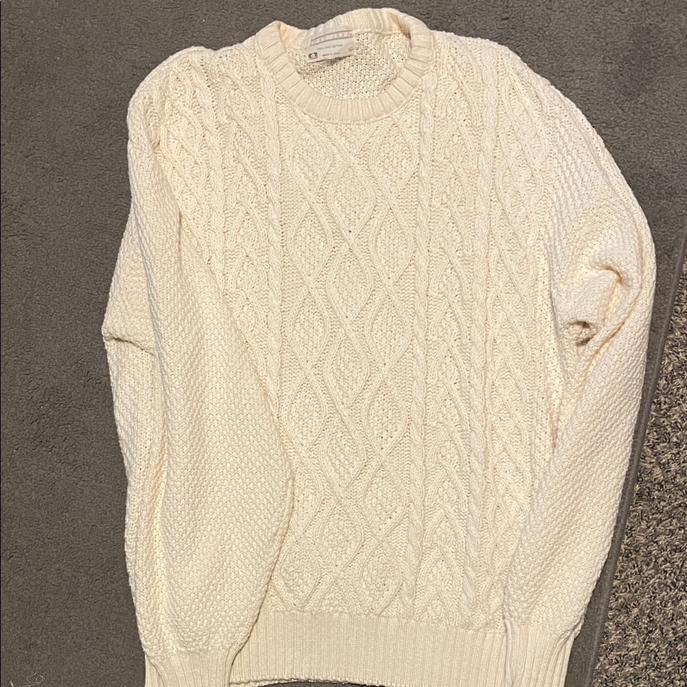 Lord Jeff Men's Cream Crewneck Aran inspired Fisherman’s Sweater that is Vintage